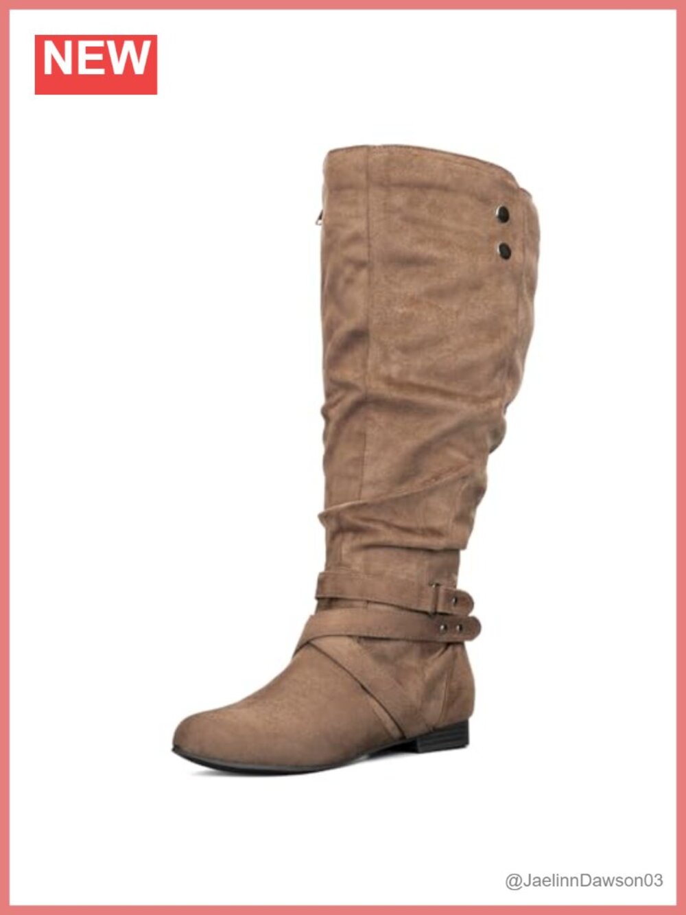 Wide Calf Knee High Slouchy Suede Boots Side Zip
